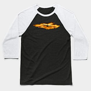 Biplane in the sky with sunset Baseball T-Shirt